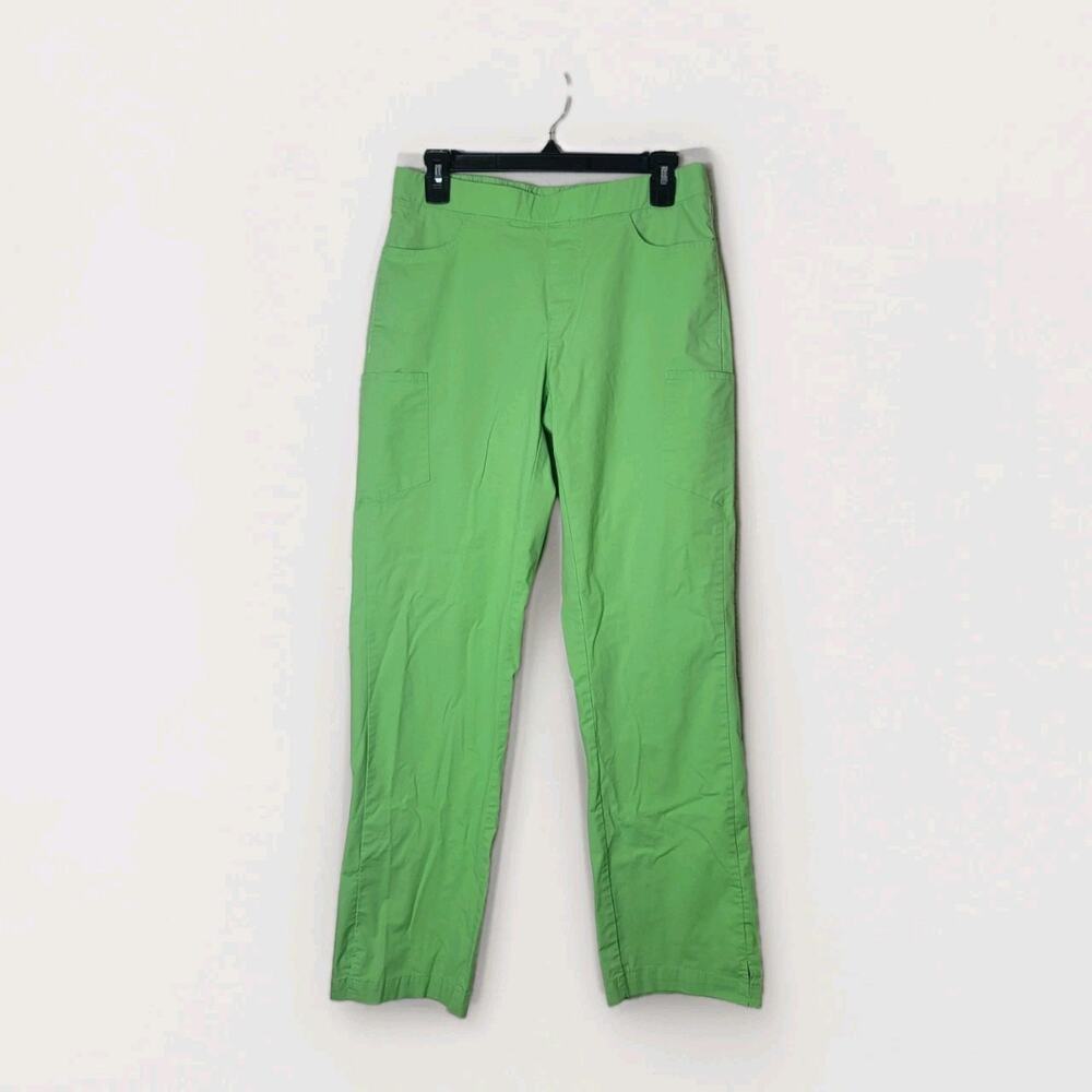 Spread Good Cheer Scrub Pants Medium M Lime Green Cargo Utility Elastic Waist